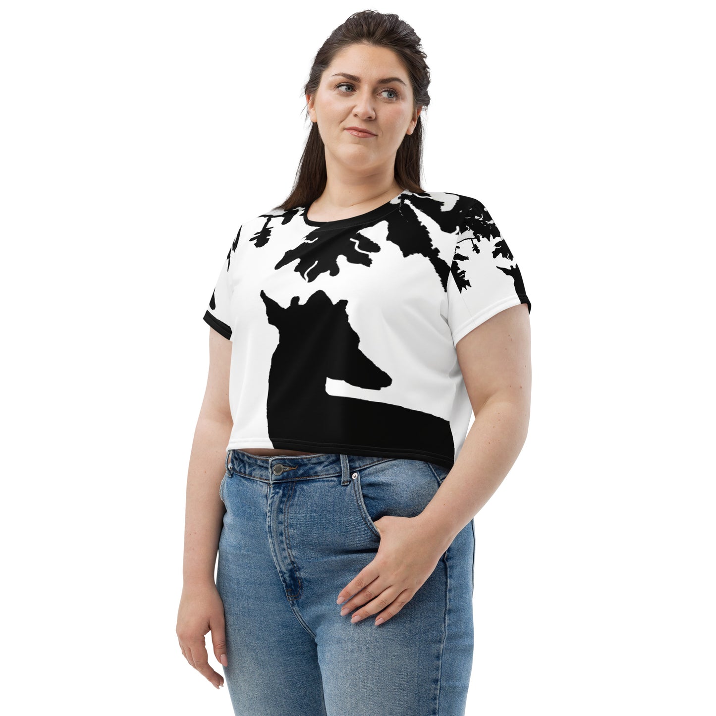 Silhouette Crop Tee – Deer Design