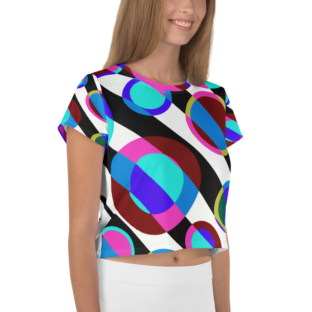 Retro Geometric Crop Tee – Bubble 3 Design