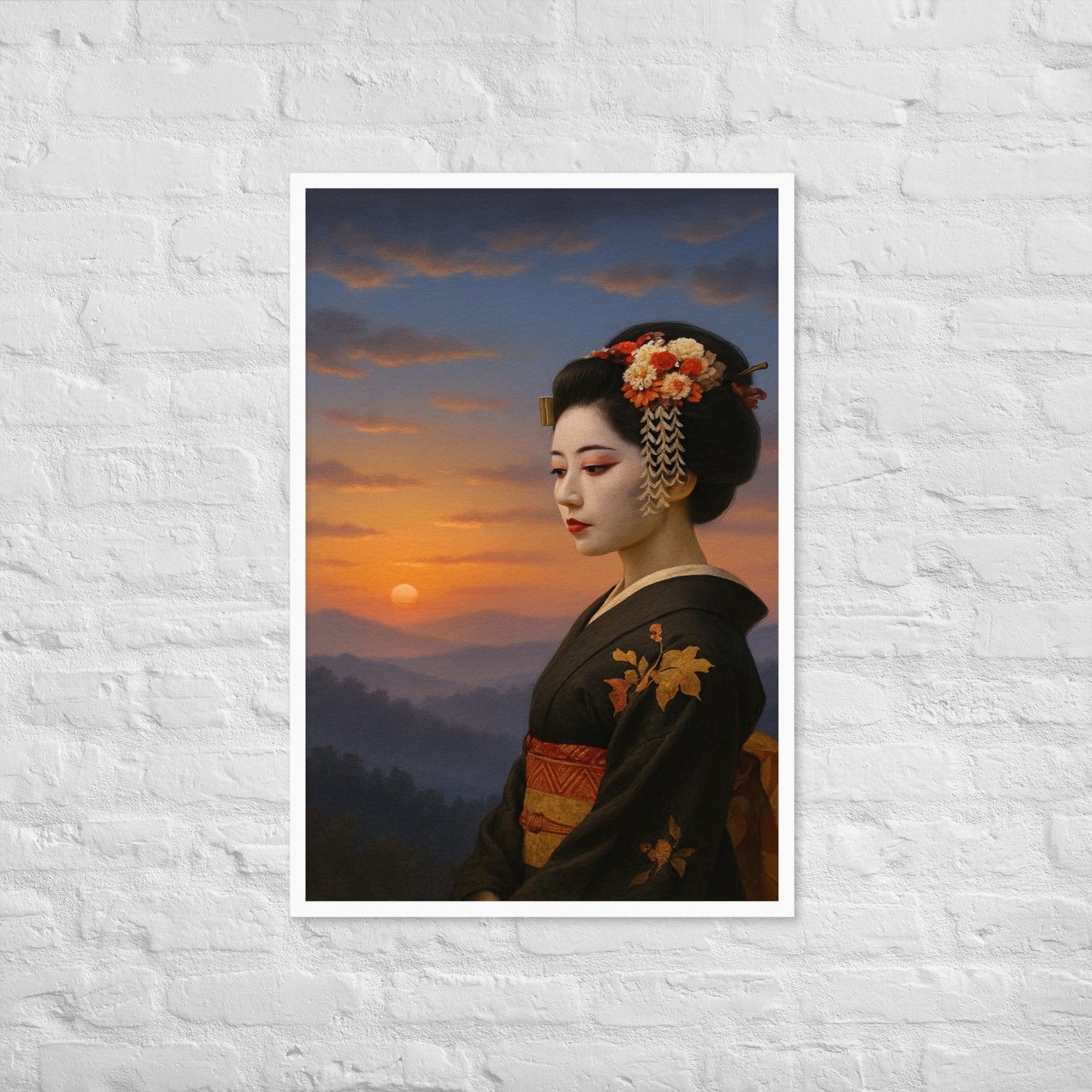 Framed Poster – Modern Rising Sun Geisha