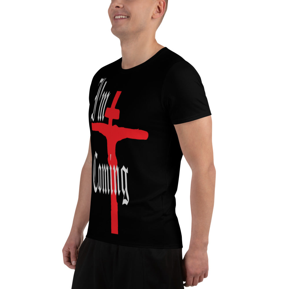 Men’s Athletic T-Shirt – I’m Coming Gothic Christian Art