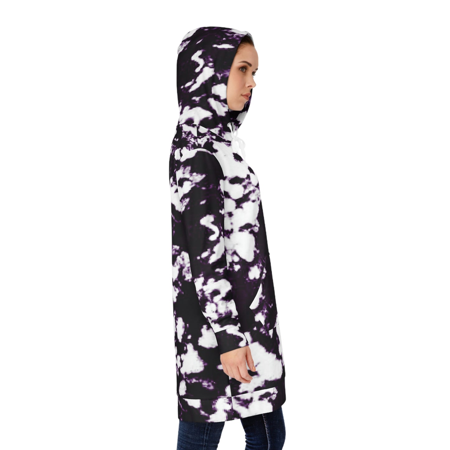 Women’s Hoodie Dress – Monochrome Flow Abstract