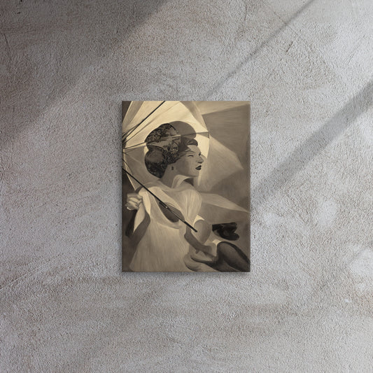 Abstract Lady with Umbrella – Vintage Style Thin Canvas