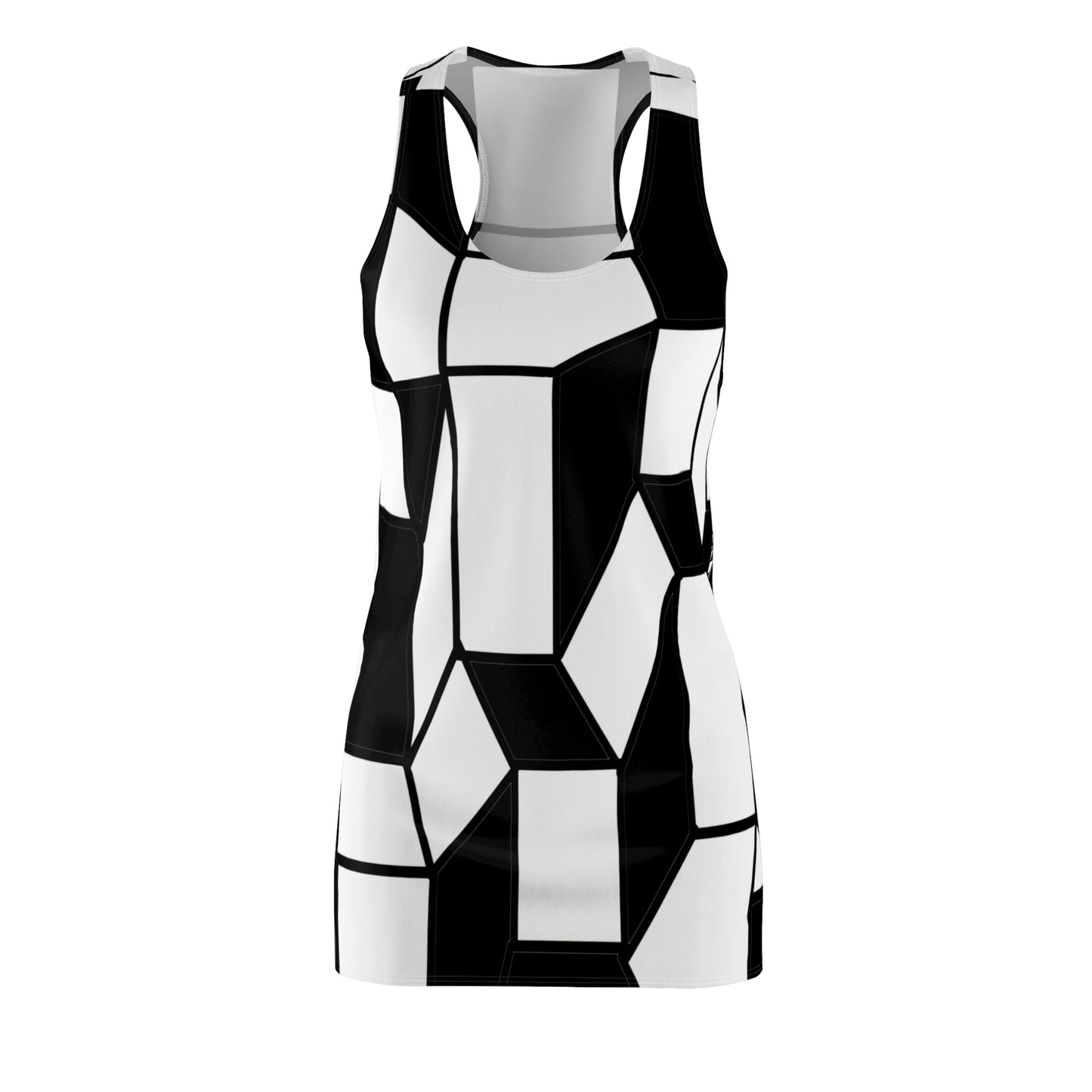 Racerback Dress – Facette Retro 60s Geometric Black & White