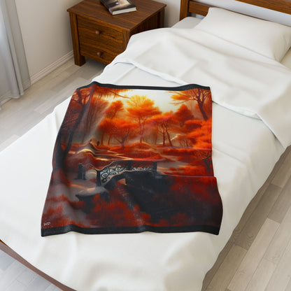 Velveteen Plush Blanket – Autumn Snow in Park
