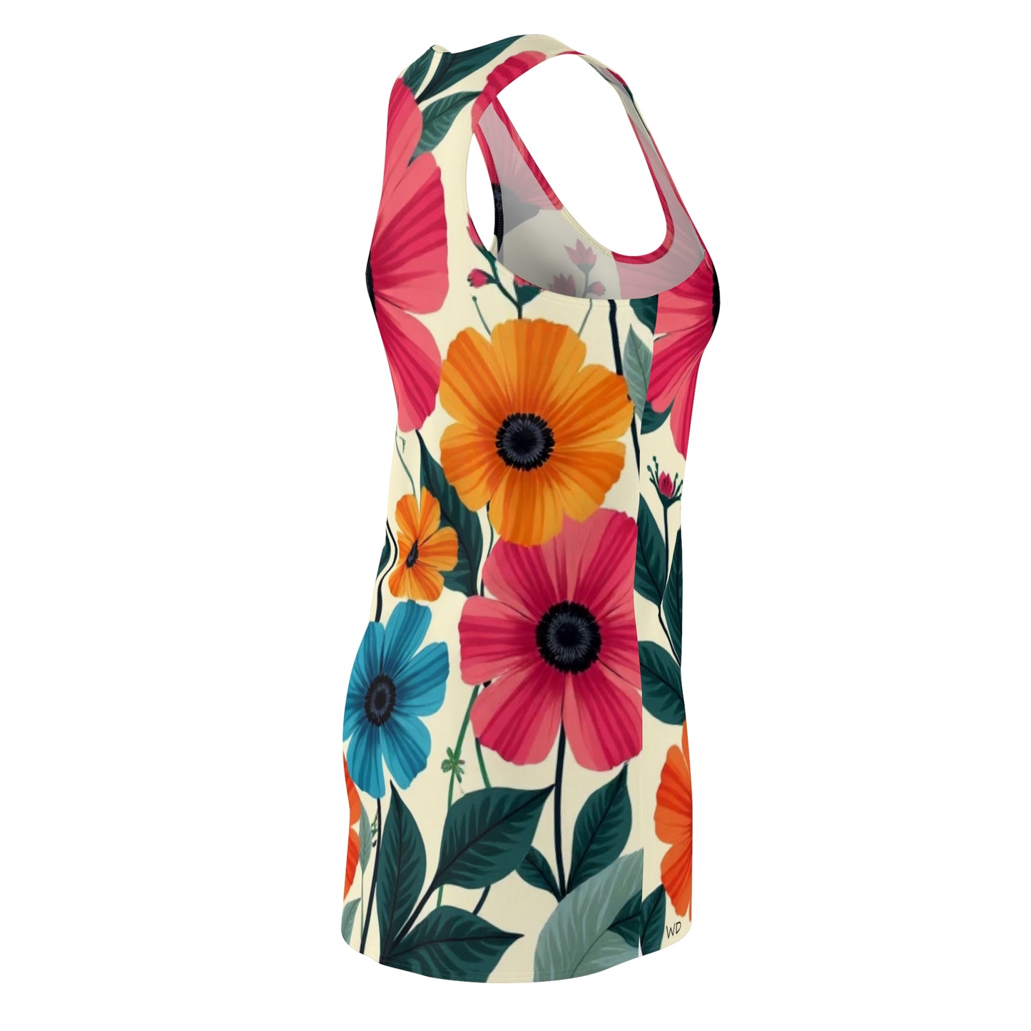 Vintage-Inspired Floral Women's Racerback Dress – Bold & Colorful Retro Summer Style