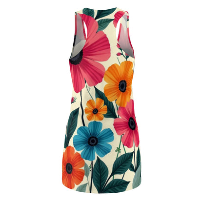 Vintage-Inspired Floral Women's Racerback Dress – Bold & Colorful Retro Summer Style