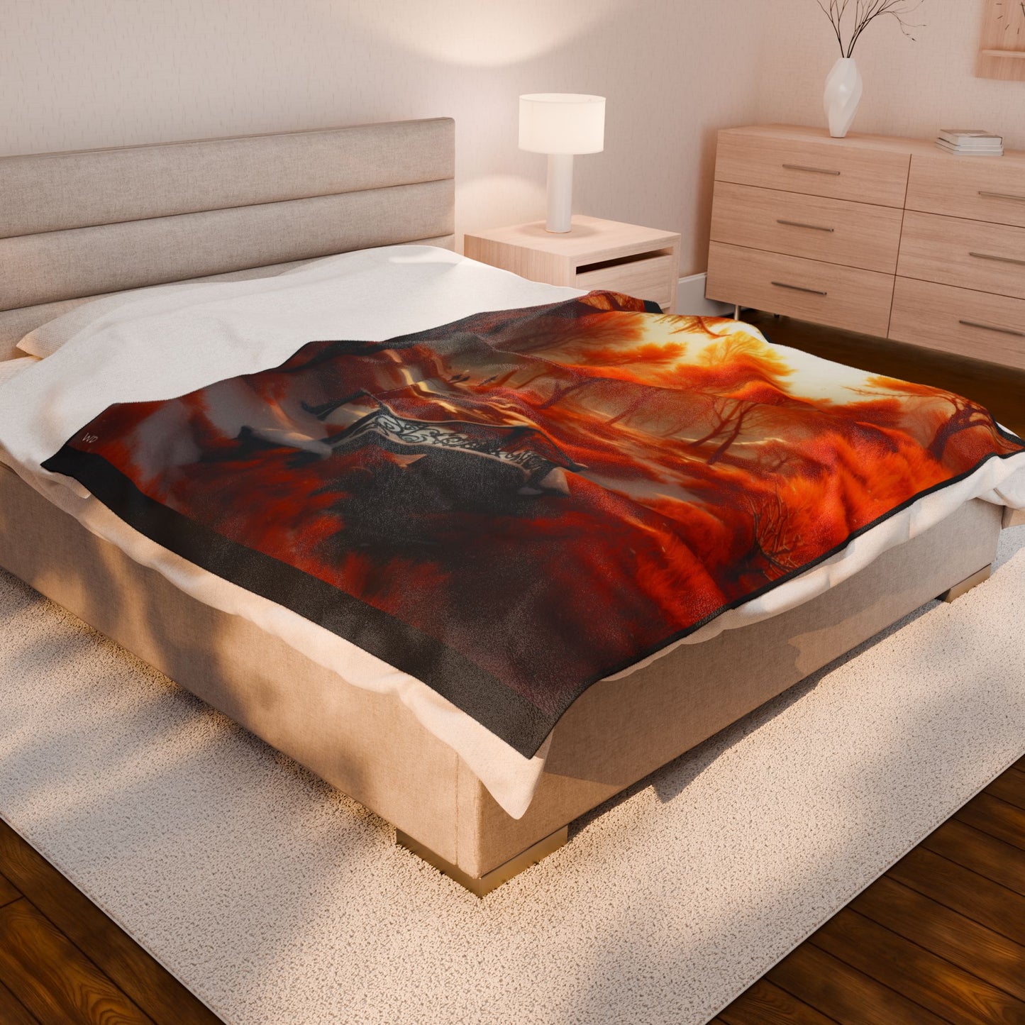 Velveteen Plush Blanket – Autumn Snow in Park