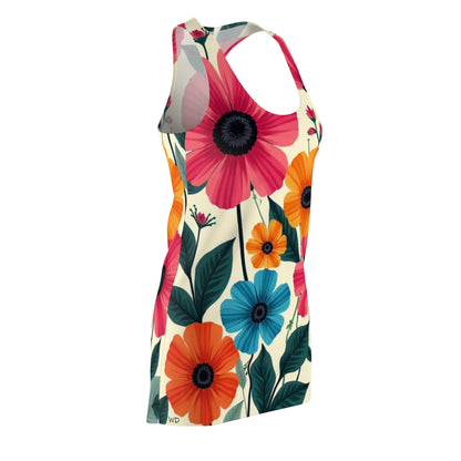 Vintage-Inspired Floral Women's Racerback Dress – Bold & Colorful Retro Summer Style