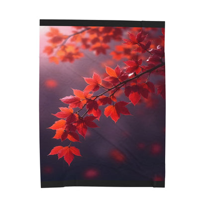 Velveteen Plush Blanket – Autumn Radiance Scarlet Leaves