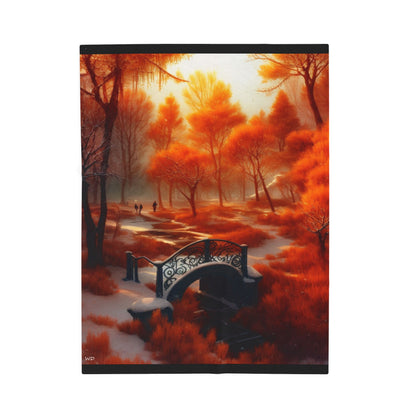 Velveteen Plush Blanket – Autumn Snow in Park