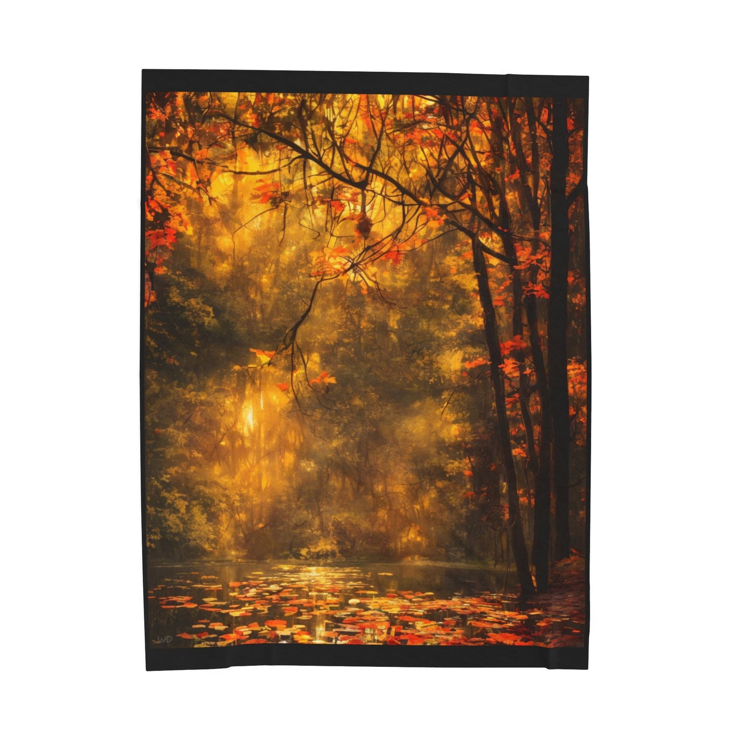 Velveteen Plush Blanket – A Pond in Autumn