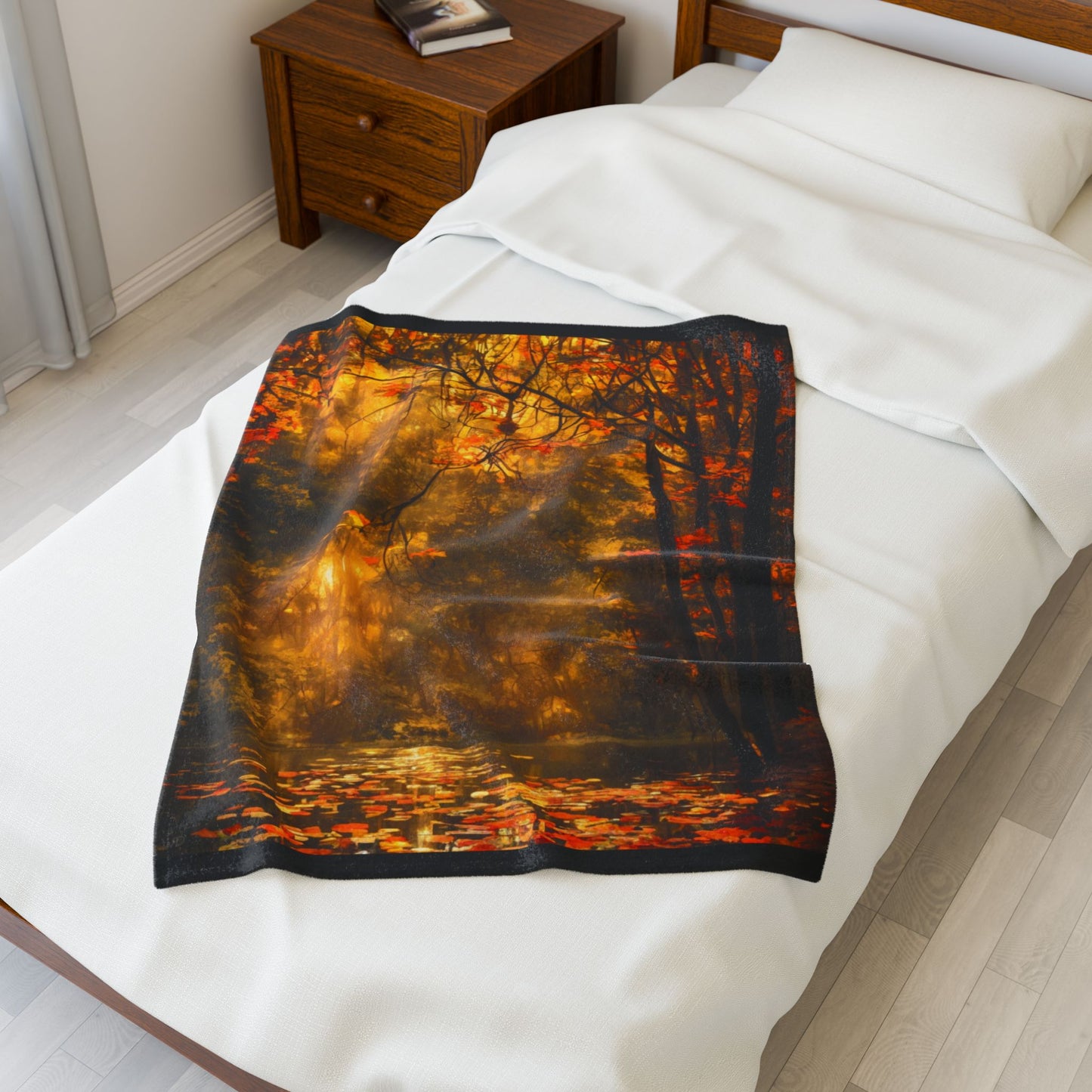 Velveteen Plush Blanket – A Pond in Autumn