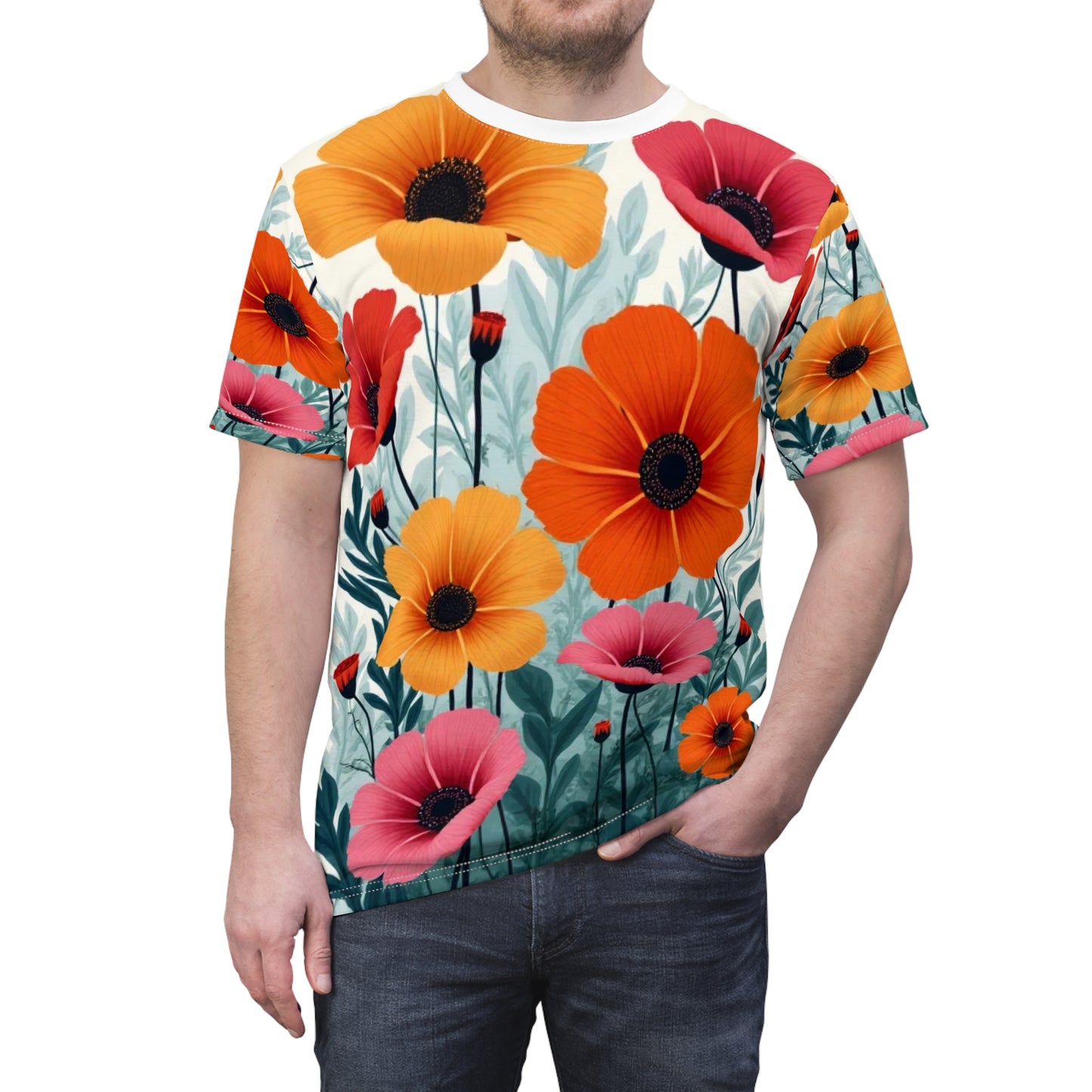 Unisex AOP Cut & Sew Tee – Retro Floral