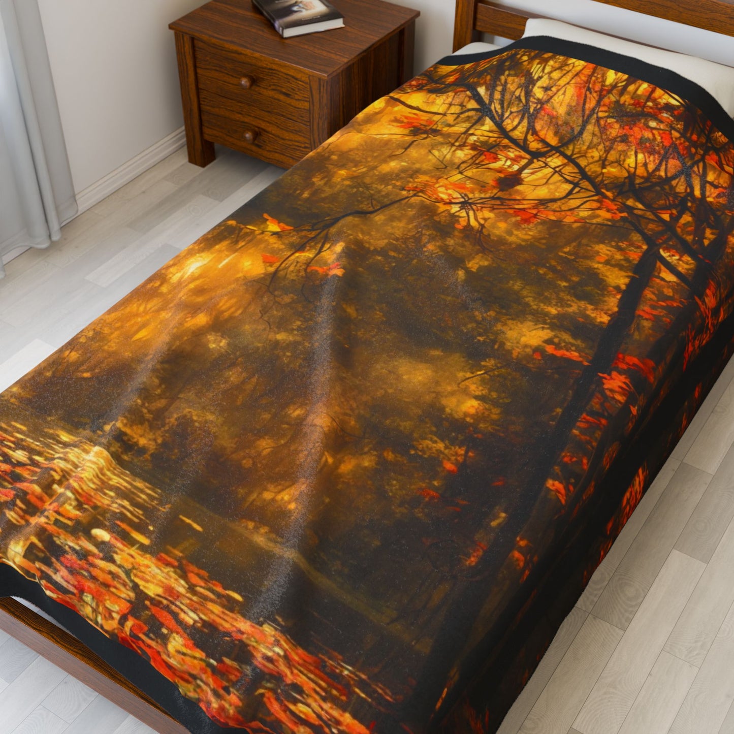 Velveteen Plush Blanket – A Pond in Autumn