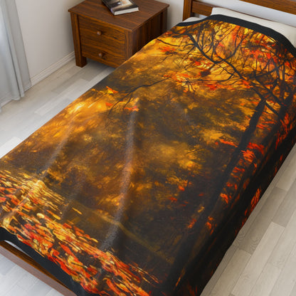 Velveteen Plush Blanket – A Pond in Autumn