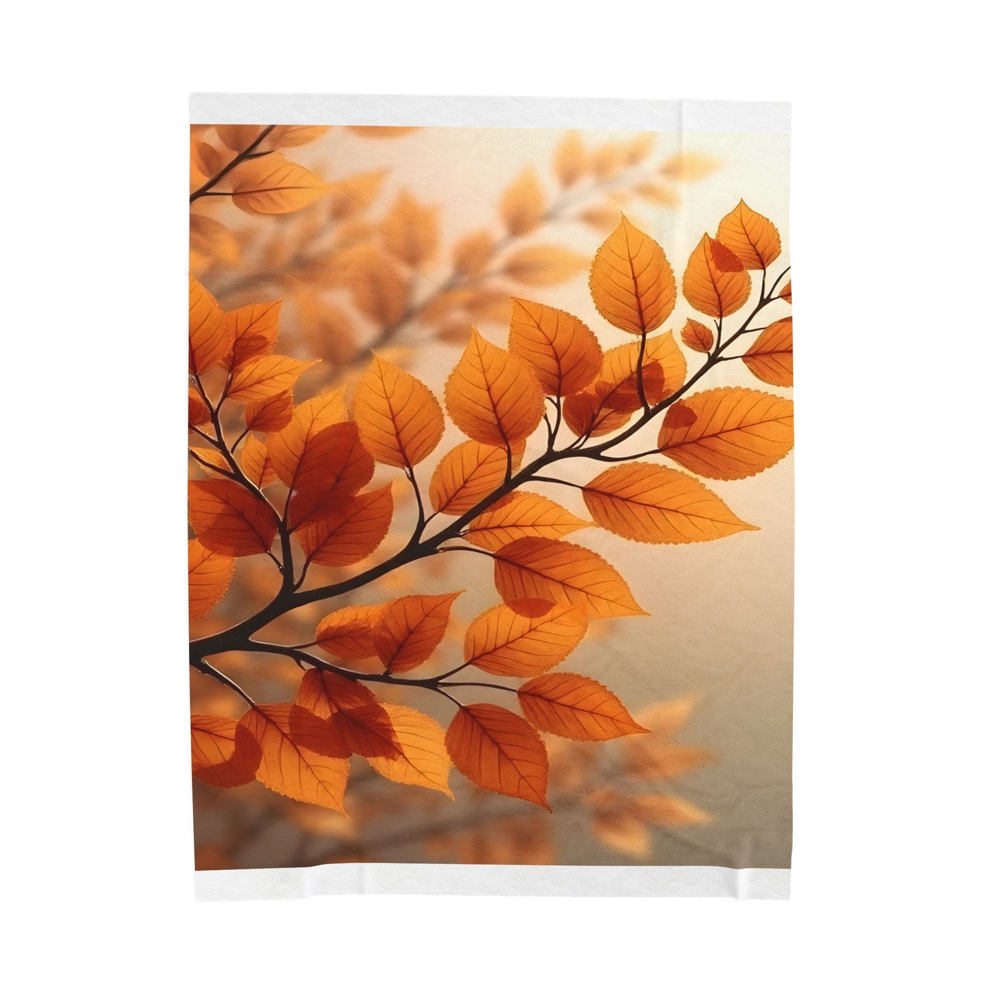 Velveteen Plush Blanket – Golden Serenity Autumn Leaves
