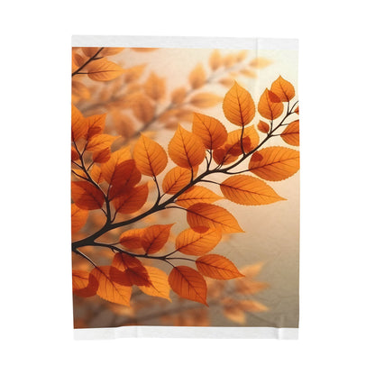 Velveteen Plush Blanket – Golden Serenity Autumn Leaves