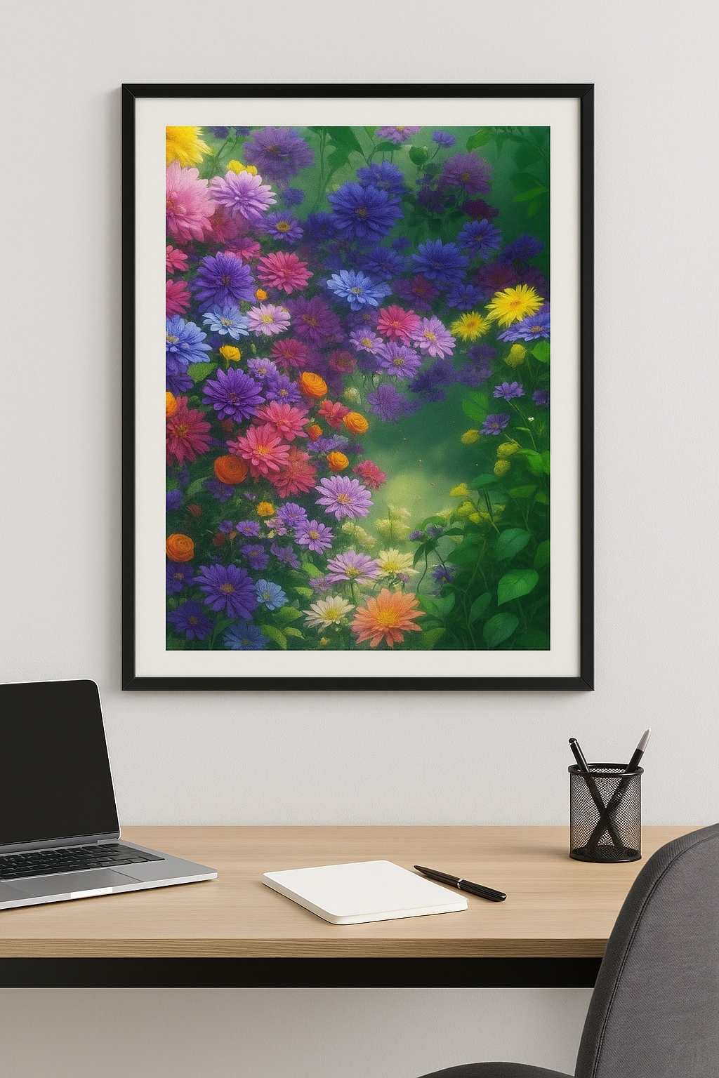 Fleuri Framed Poster – Colorful Wildflower Meadow