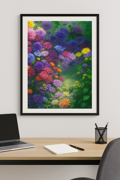 Fleuri Framed Poster – Colorful Wildflower Meadow