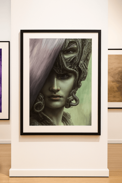 Evolution Cybernetic Framed Poster – Futuristic Biomechanical Portrait