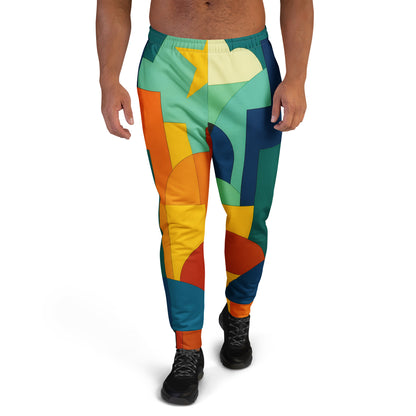 Naive Abstract Cityscape design on All-Over Print Recycled Men’s Joggers. Artistic city-inspired pattern in a naïve abstract style, combining comfort, style, and sustainable streetwear.