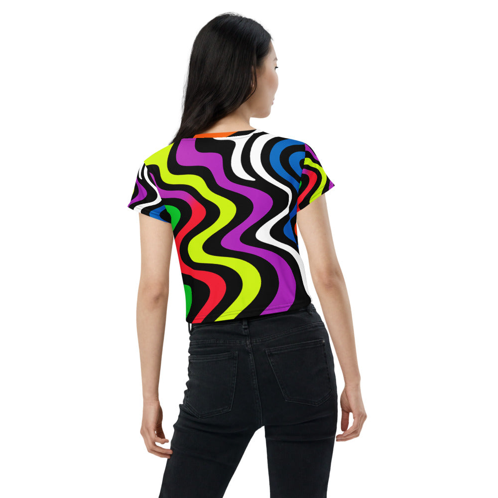 Crop Tee – Vibrant Echoes (Retro Abstract Style)