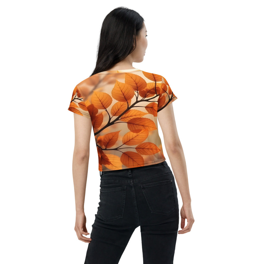 Crop Tee – Golden Serenity Autumn Leaves