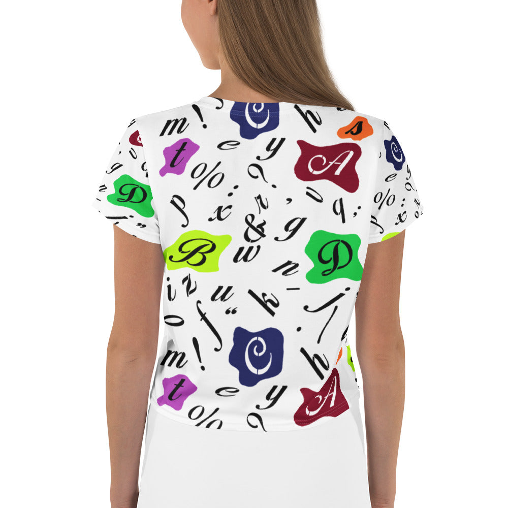 Retro Abstract Crop Tee – Letters & Typography Art