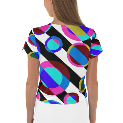 Retro Geometric Crop Tee – Bubble 3 Design