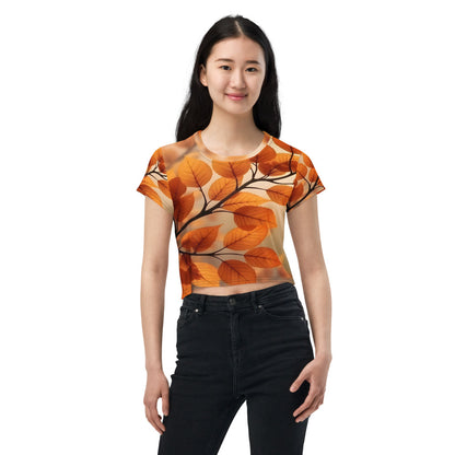 Crop Tee – Golden Serenity Autumn Leaves