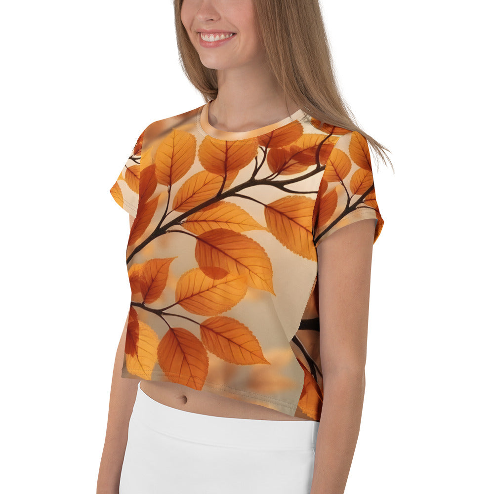 Crop Tee – Golden Serenity Autumn Leaves