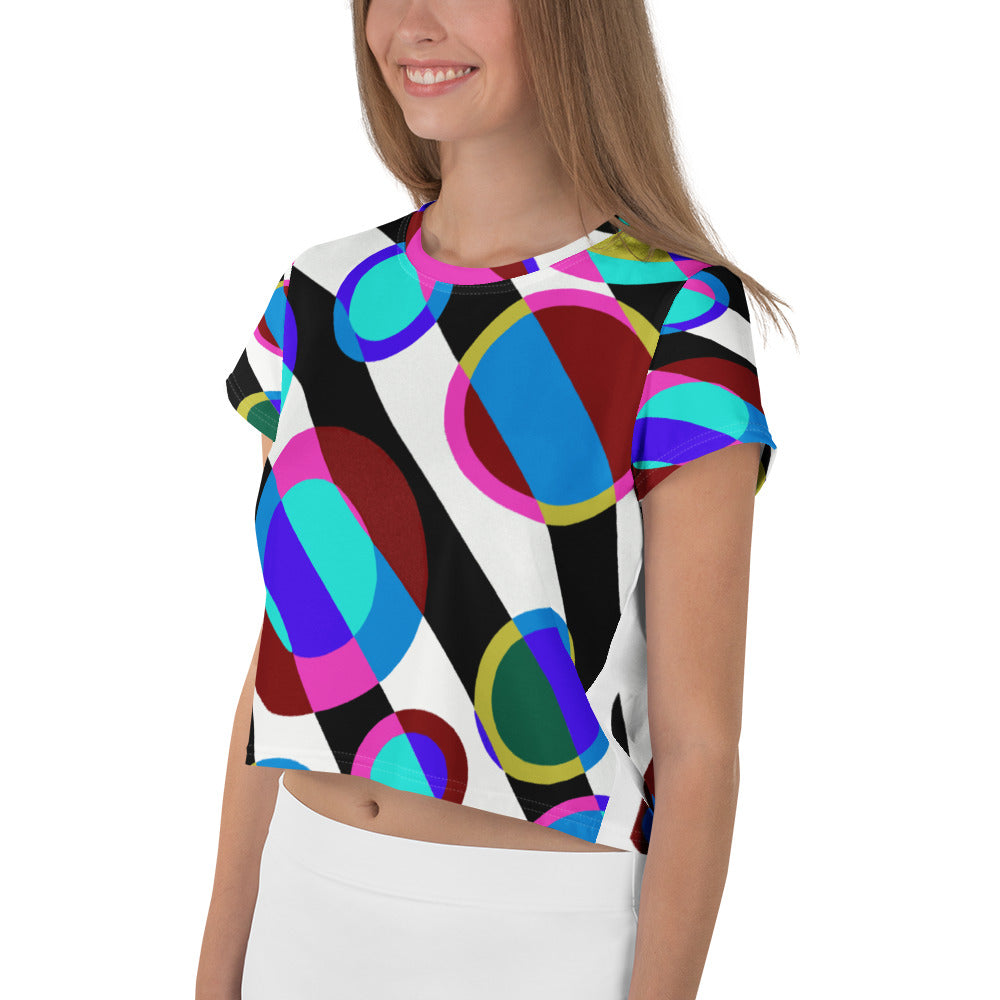 Retro Geometric Crop Tee – Bubble 3 Design
