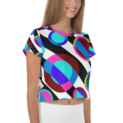Retro Geometric Crop Tee – Bubble 3 Design