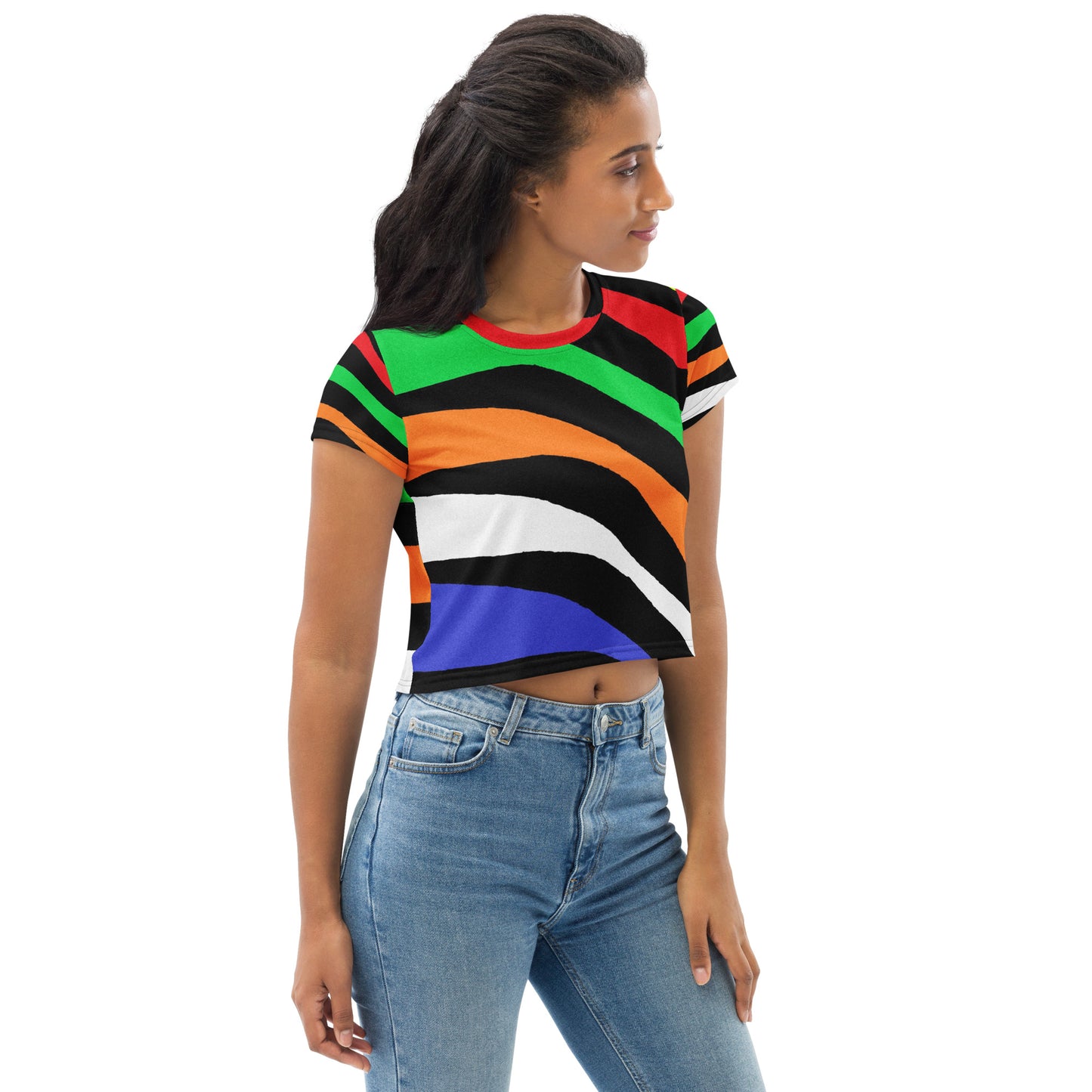 Retro Abstract Crop Tee – Courbes Design