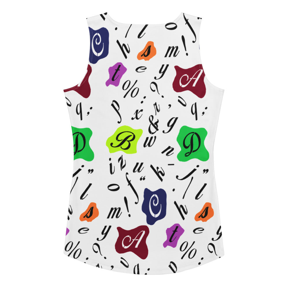 Sublimation Cut & Sew Tank Top – Retro Letters Design