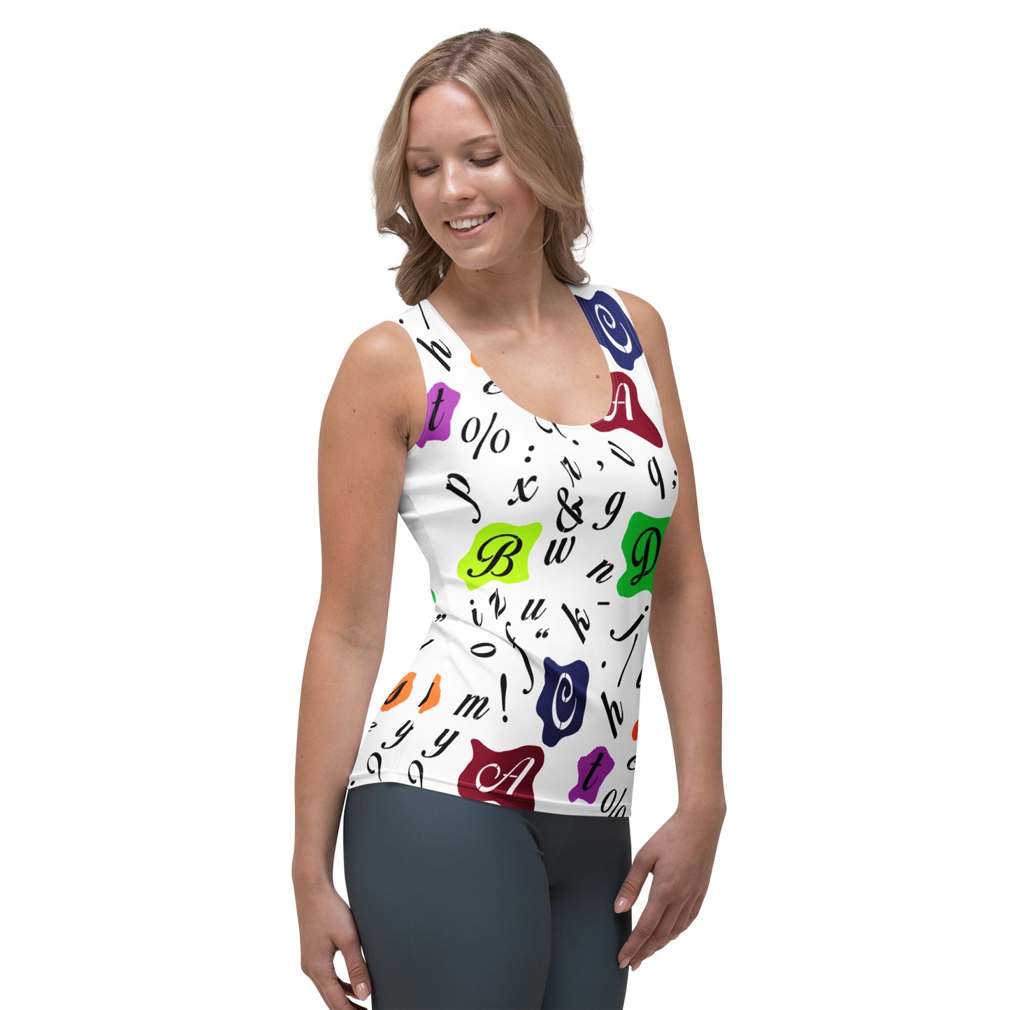 Sublimation Cut & Sew Tank Top – Retro Letters Design