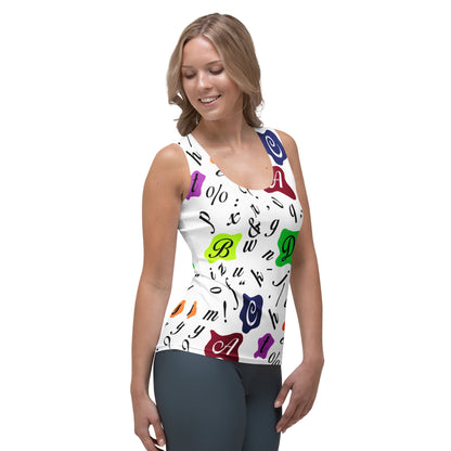 Sublimation Cut & Sew Tank Top – Retro Letters Design