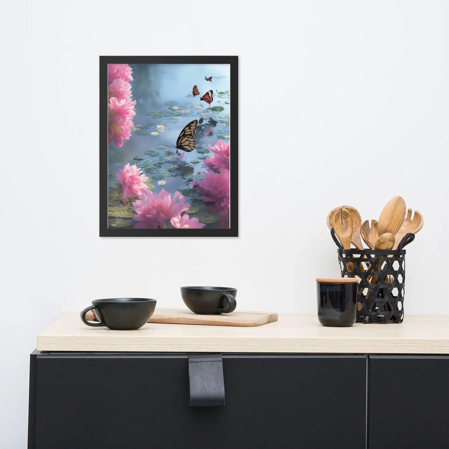 Butterflies Framed Poster – Dreamy Floral & Nature Scene