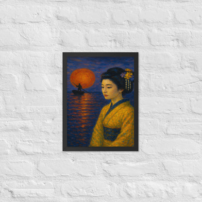 Framed Poster – Golden Kimono at Sunset