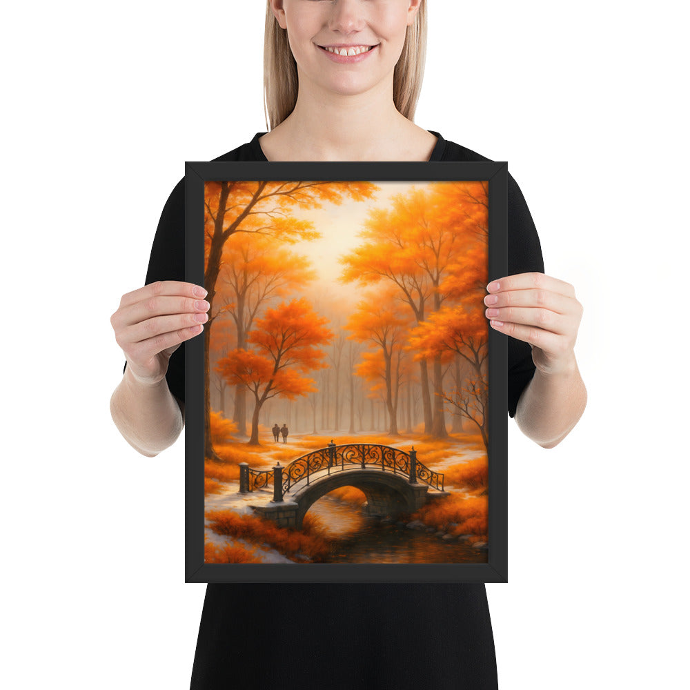 Framed Poster – Golden Autumn Bridge