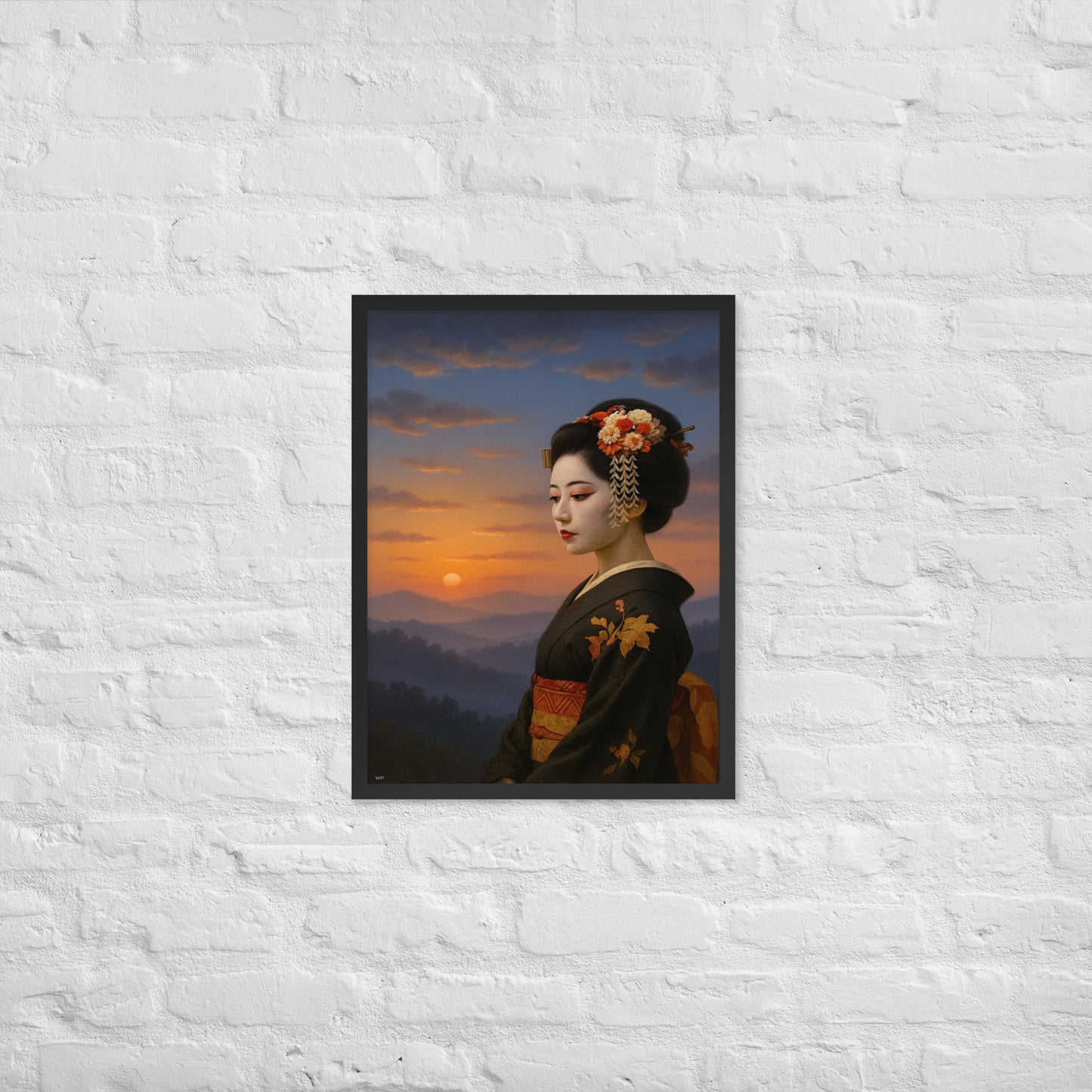 Framed Poster – Modern Rising Sun Geisha
