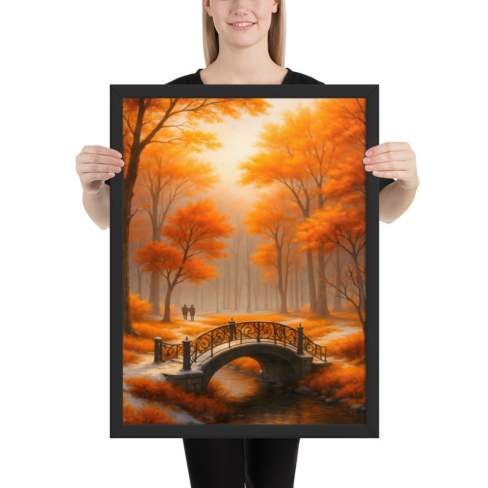 Framed Poster – Golden Autumn Bridge