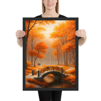 Framed Poster – Golden Autumn Bridge