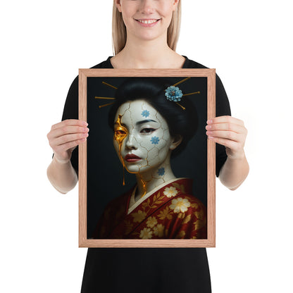 Framed Poster – Golden Fractures Japanese Woman Art
