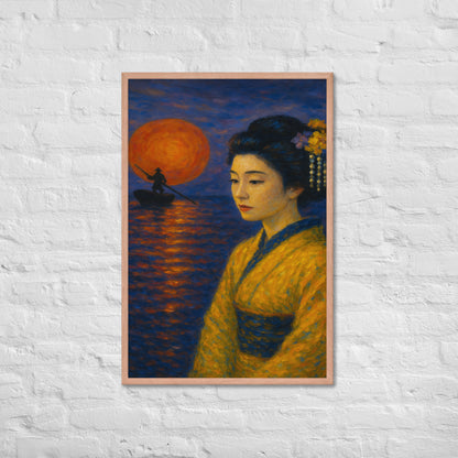 Framed Poster – Golden Kimono at Sunset