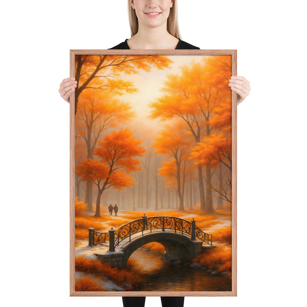 Framed Poster – Golden Autumn Bridge