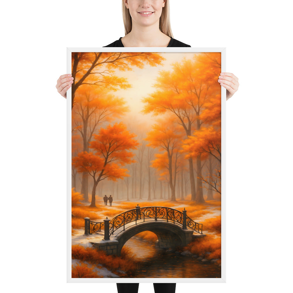 Framed Poster – Golden Autumn Bridge