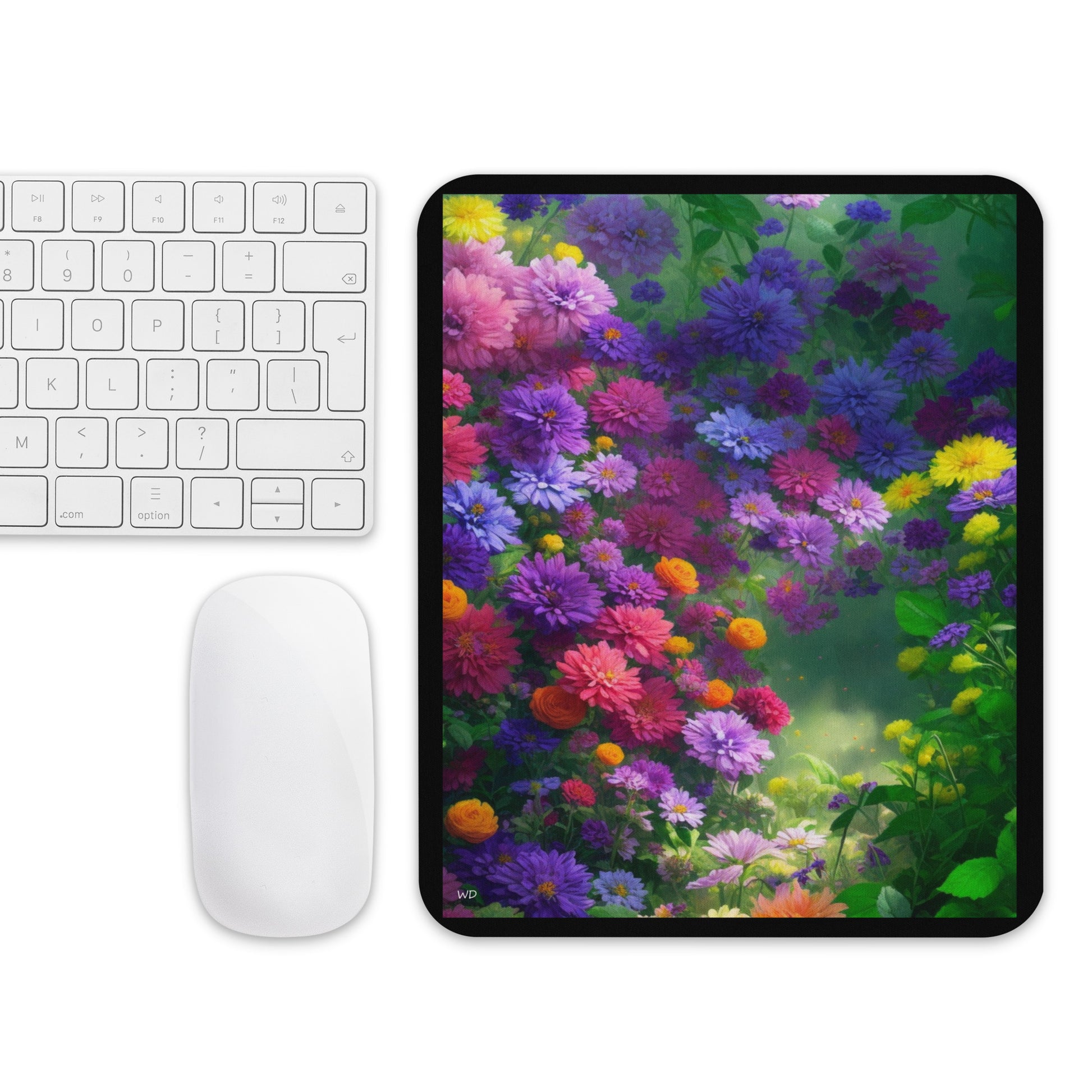 Mouse pad featuring the “Floral Symphony” design — an impressionist field of colorful flowers forming an elegant arch that evokes springtime and natural beauty.
