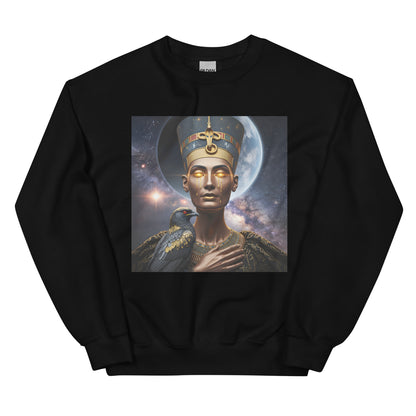 Unisex sweatshirt featuring “Celestial Goddess – Golden Tears Fantasy Artwork” printed on the front in approx. A4 size. Cosmic goddess with golden tears and raven set against a celestial background. Available in classic fit, cotton-poly blend, warm and durable.