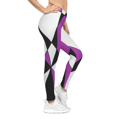Women’s Leggings – 3 Colors Retro Geometric Purple